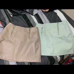 two forever 21 “leather” skirts